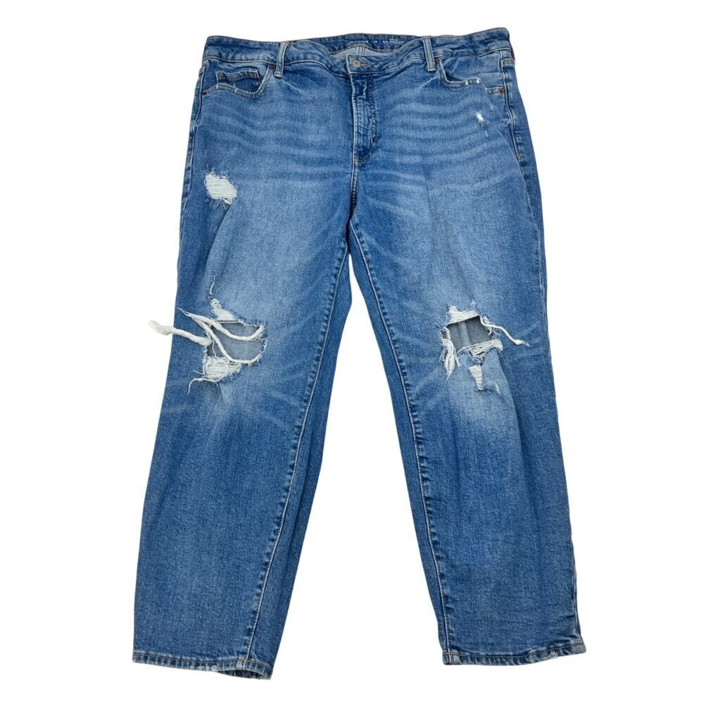 Old Navy Womens OG Straight Leg Jeans High Rise Distressed Size 22